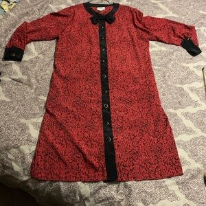 VTG  80’s Red Holiday Dress by Studio Collection sexy Secretary button down 16